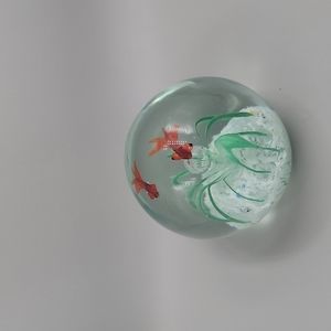 Art Glass Paper Weight Gold Fish Aquarium